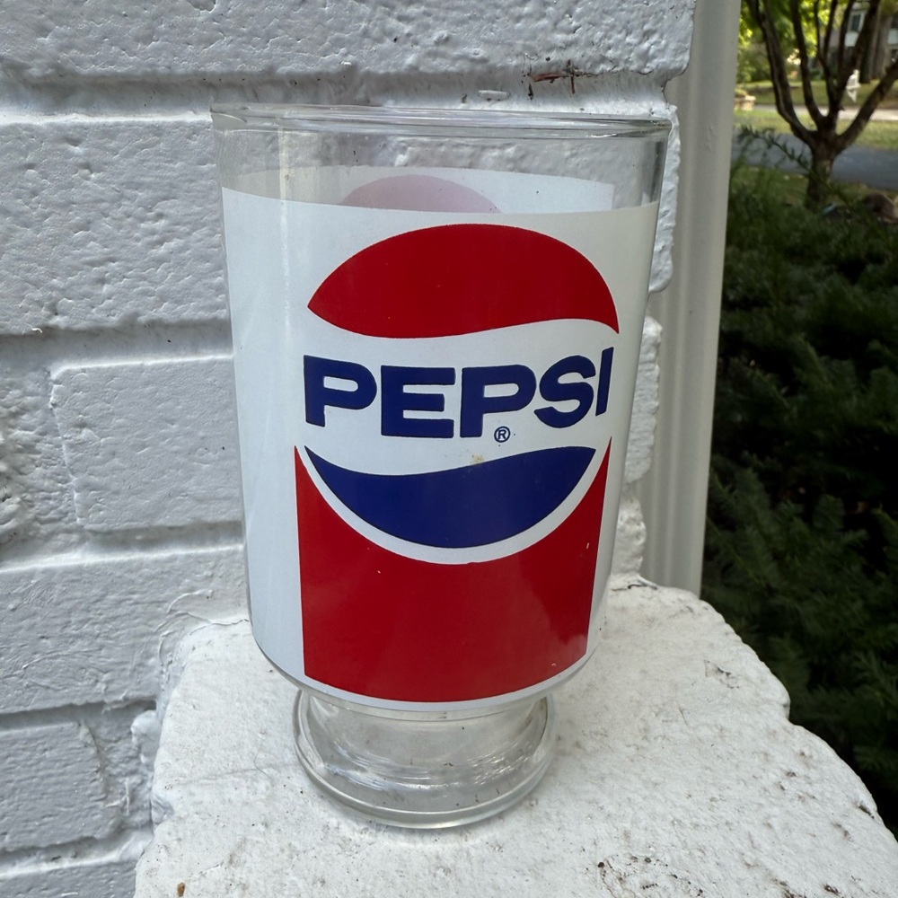 Pepsi Logo Glass with Red and Blue Design
